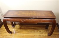 Asian Style Wood Console Table w Bow Legs