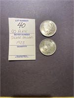 2 1923 Peace Silver Dollars