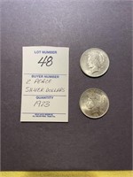 2 1923 Peace Silver Dollars