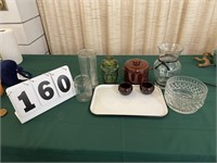 Enamel Tray & 8 Glass items