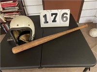Old Motorcycle Helment & Old Base/Softball