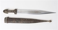 Caucasian Nielloed Silver Kindjal Dagger, Early 20