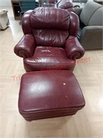 > Lane Leather Chair with ottoman