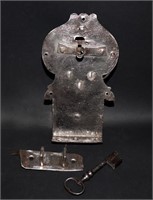 Antique Wrought Iron Lock & Key 16th-17th century