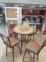 > bar height table with 4 swivel chairs and stone
