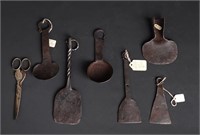 Assorted lot of Early Wrought Iron Tools, Circa 18