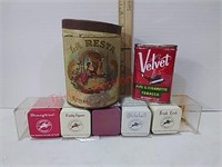 Velvet tobacco tin, LA resta tin, (5) small