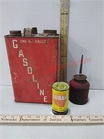 1 gallon gas can, oil can, unopened lubaid can
