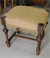 >Antique vanity stool w/ beaded trim.
