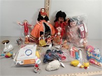Bag of vintage dolls, Avon June bug,  (4) pez