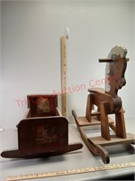 Wood cradle and rocking horse