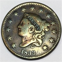 1833 Coronet Head Large Cent High Grade
