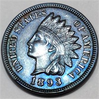 1893 Indian Head Penny Gem Uncirculated Toned