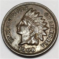 1908 Indian Head Penny AU/BU