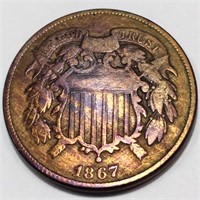 1867 Two Cent Piece High Grade