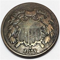 1871 Two Cent Piece High Grade