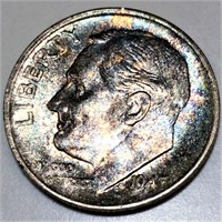 1947-S Roosevelt Dime Gem Uncirculated Toned