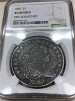1802 Draped Bust Dollar NGC XF Details "Scratched"