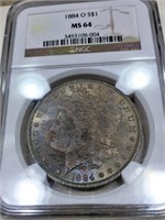 1884-O Morgan Silver Dollar NGC MS64 Toned