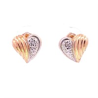 14k White & Yellow Gold Heart Earrings