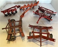 Metal Farm Implements, including Plows and Discs