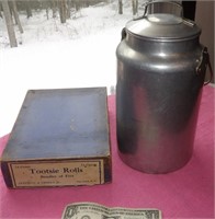 Vtg Tootsie Roll Box / Aluminum Milk Can