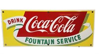 1950's Coca-Cola Porcelain Fountain Service Sign