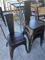 Lot of 4 Metal Stackable Chairs