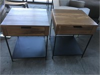 Lot of 2 Wood Side Tables 20"sq x 24.5"h