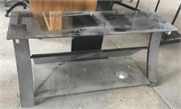 Glass and Wood Entertainment Table