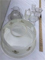 PRESSED GLASS AND CAKE CONTAINER