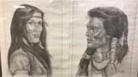 Signed Native American Sketch by Rick Grimes