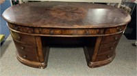Inlaid Wood Oval Partners Desk