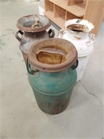 3 Decorative Milk Cans - some holes and rust -