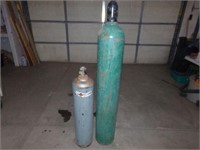 Large oxygen and acetylene tanks