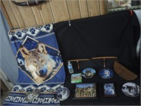 WOLF COLLECTOR PLATES,TOWEL,WOOD SHELVES,PUZZLE,+