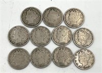 11 Liberty Head V Nickels