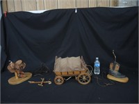 LAMP BASES-WAGON,LEATHER SADDLE & COWBOY BOOT