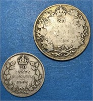 1936 10c & 25c Silver Canada