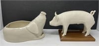 Ceramic Pig Planter and Statue