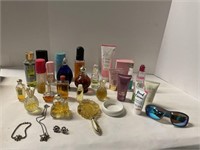 Assorted Perfumes, Necklace, clip on ear rings