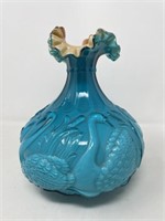 Fenton Ruffled Swan Vase