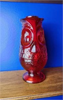 Viking Glass Ruby Red Owl Fairy Lamp