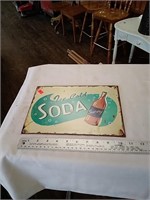 Metal ice cold soda sign