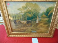 Framed picture cows and dairy maid