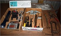 Lot:  C clamp, tools, Mag Lite, bike supplies, etc