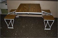 Folding metal camp picnic table; as is