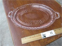 Pink Depression Glass Platter w/ Handles