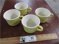 Four Yellow USA Pottery Coffee Cups