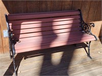 WOODEN BENCH WITH CAST IRON LEGS